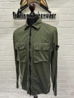 Stone Island 113WN Brushed Cotton Canvas_'old' Effect Overshirt in Green - Image 7