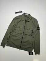 Stone Island 113WN Brushed Cotton Canvas_'old' Effect Overshirt in Green