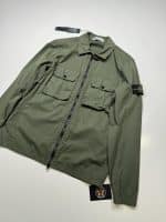 Stone Island 113WN Brushed Cotton Canvas_'old' Effect Overshirt in Green - Image 3