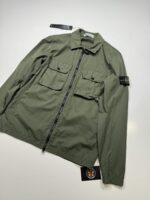 Stone Island 113WN Brushed Cotton Canvas_'old' Effect Overshirt in Green - Image 3