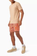 C.P. COMPANY Inca Print Swim Shorts in Flatt Nylon- Orange - Image 2