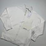 C.P. Company  Metropolis Series Diagonal Raised Fleece open zip Sweatshirt in white