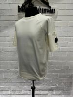 CP Company raglan heavy jersey lens T-shirt in Gauze white - XS / P2P 20.5”
