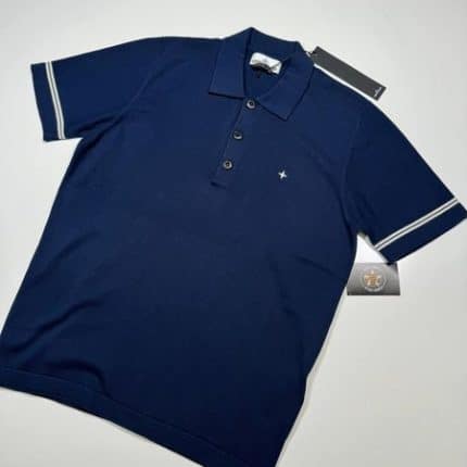 Stone Island 526B2 Short sleeve Polo knit in soft cotton - Navy