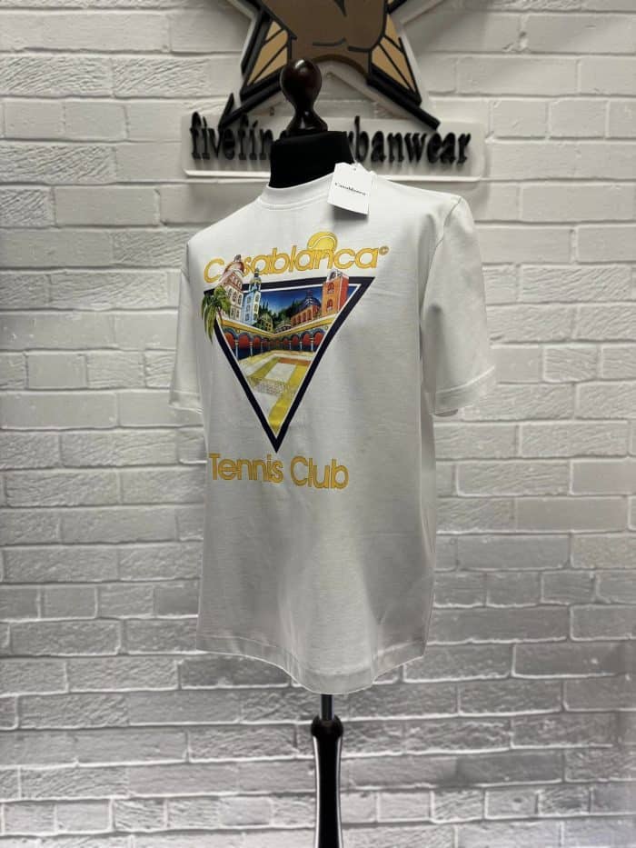Casablanca Tennis Club Icon Print T-Shirt in White - Image 8