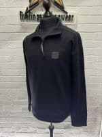 C.P Company Metropolis Series Diagonal Raised Fleece 1/4 zip Sweatshirt in black    -  Size XS  / 20” p2p - Image 4