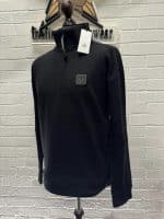 C.P Company Metropolis Series Diagonal Raised Fleece 1/4 zip Sweatshirt in black    -  Size XS  / 20” p2p - Image 8