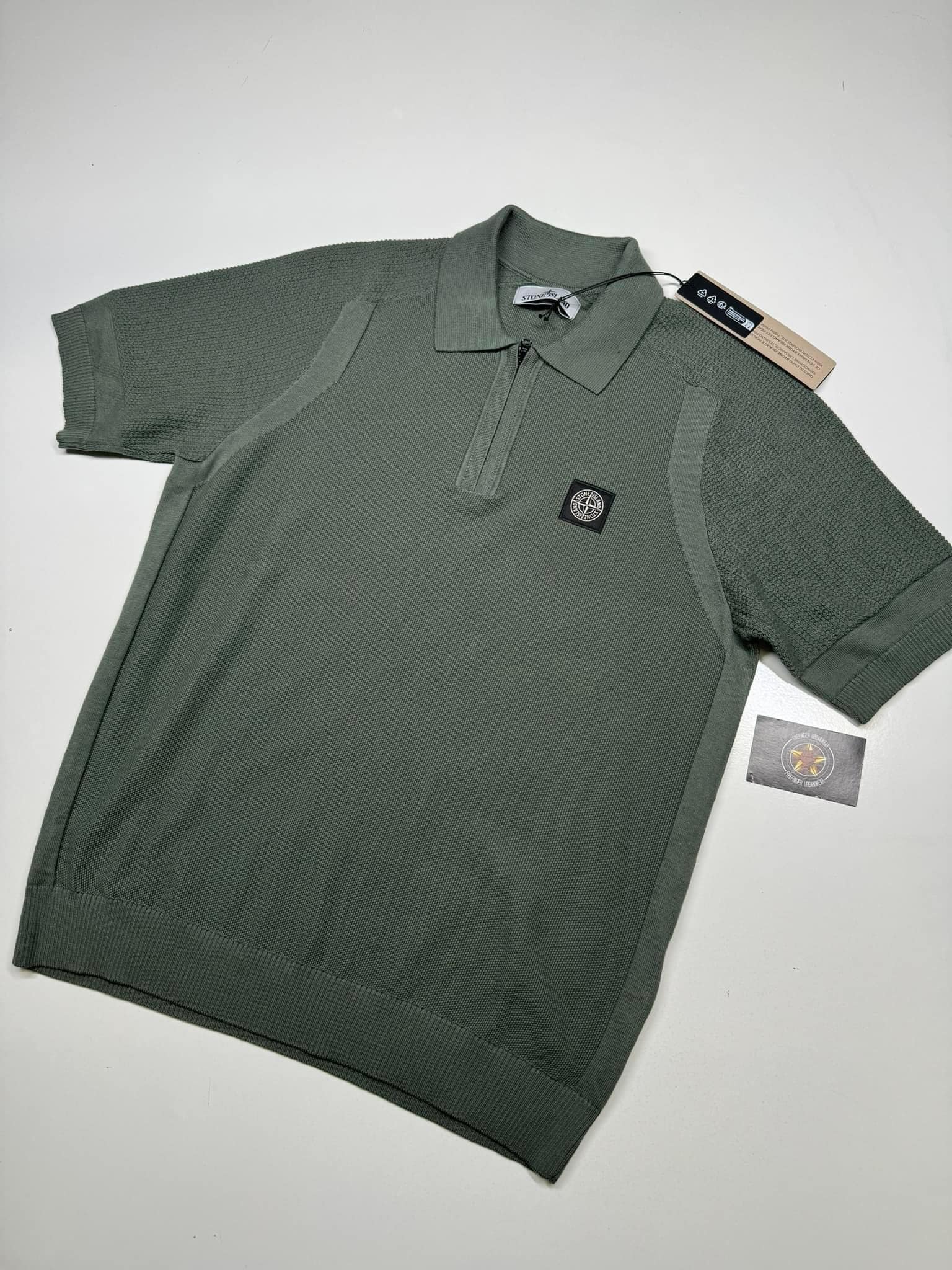 433930022_295845666877084_7792679431890009880_n 533B4 Stone Island Short-sleeve Polo Knit in Green - Image 1
