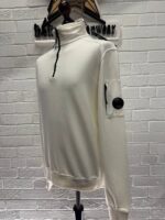 CP company Light Fleece 1/4 zip Sweatshirt in White  - Large / 22.5” p2p - Image 6