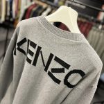 Kenzo “Spellout” Winter Cotton Crewneck Knit in Grey -Small / p2p 21”