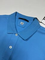 C.P Company Slim Fit Stretch Piquet Polo Shirt in Sky Blue - Image 2