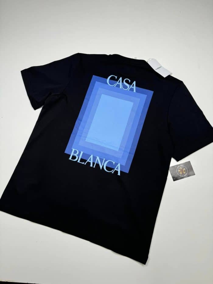 Casablanca Logo Degrade Screen Printed T Shirt Black - Image 1
