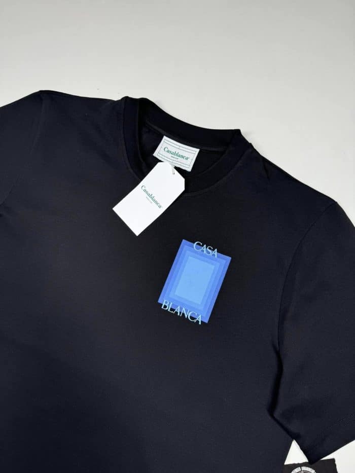 Casablanca Logo Degrade Screen Printed T Shirt Black - Image 3