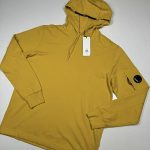 C.P. Company Garment Dyed Light Fleece Open Hooded Sweatshirt in Golden Yellow