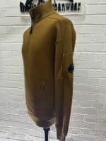 CP company Diagonal Raised Fleece 1/4 zip Sweatshirt in Brown. Large / 21.5” p2p - Image 5