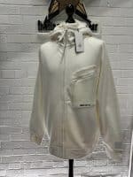 C.P. Company 078A Metropolis Series Diagonal Raised Fleece open zip Hooded Sweatshirt in white - XXL / 25” p2p