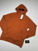 C.P. Company Diagonal Raised Fleece Goggle Hoodie Colour - Orange - Large / p2p 22.5”
