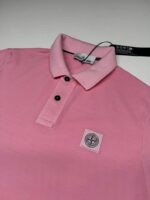 Stone island polo 2SC67 PIGMENT DYE Short-sleeve polo shirt in cotton piqué  - V0080 soft pink - Image 3