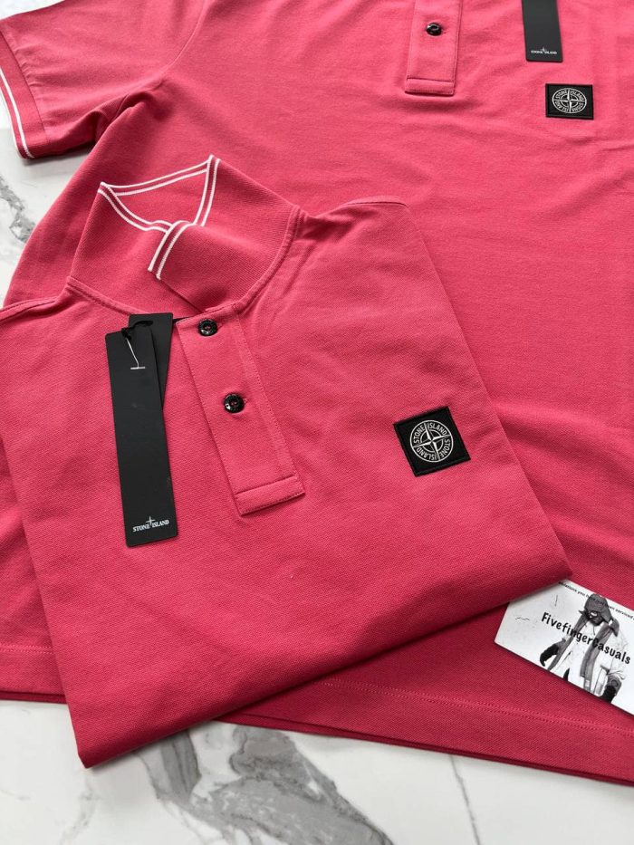 STONE ISLAND 2SC18 Short-sleeve polo shirt in stretch piqué.   COLOUR : CYCLAMEN  -Small. / 20” p2p - Image 3
