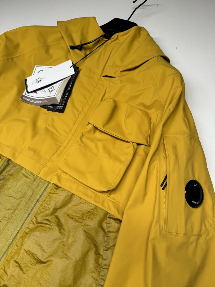 Cp Company 162A Gore-Tex Infinium Windstopper Lens long Jacket in nugget gold - Image 3