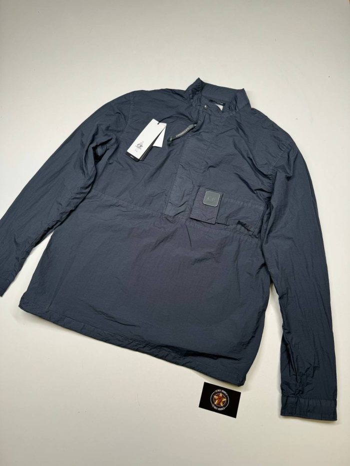 CP Company 140A Metropolis Taylon L popover Henley overshirt in dk grey - Image 1