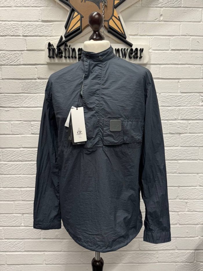 CP Company 140A Metropolis Taylon L popover Henley overshirt in dk grey - Image 5