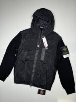 Stone Island 44134 zip-front hooded jacket in black. 

Large / 22.5” p2p