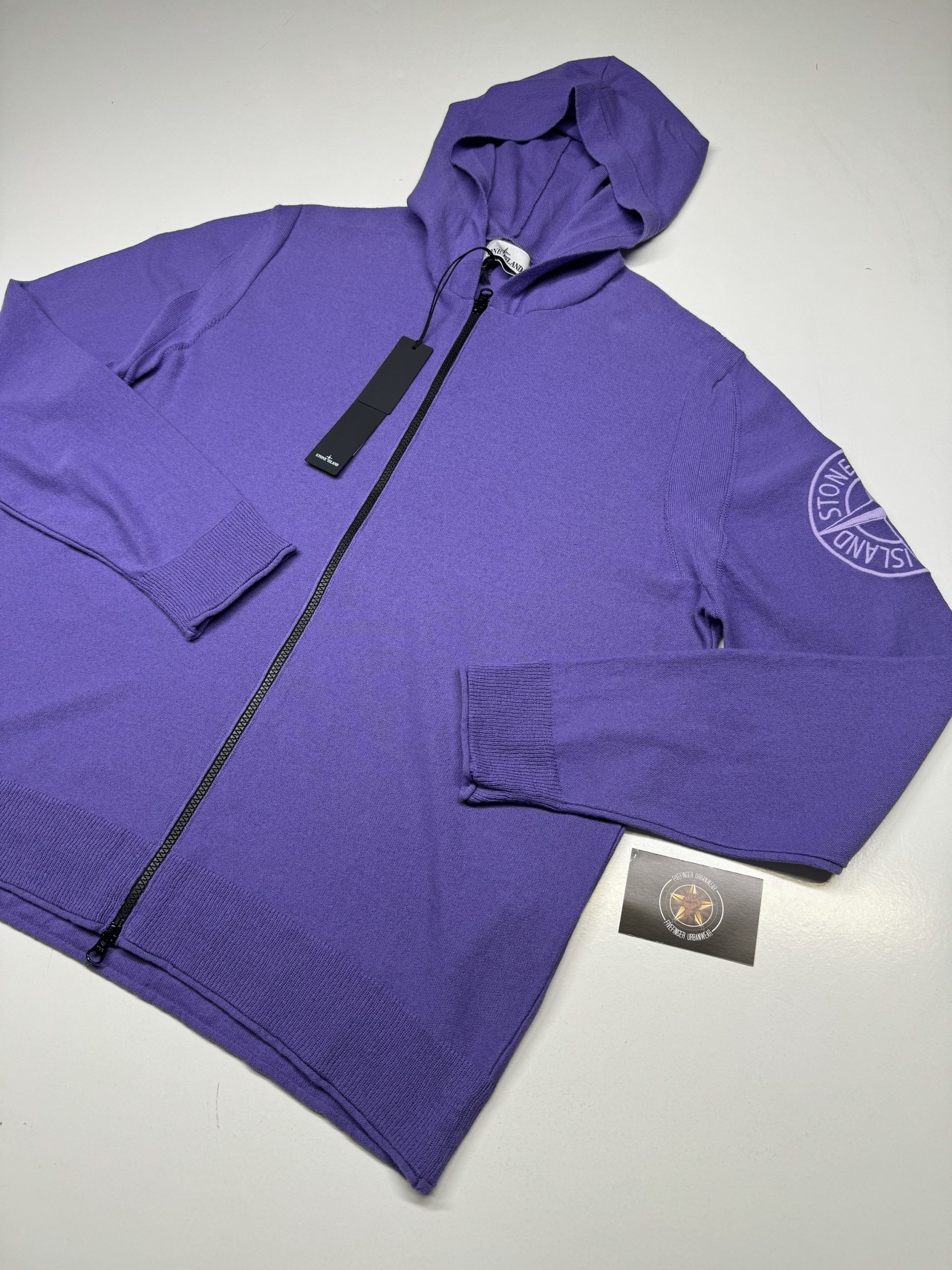 Stone Island 511B9 LAVENDER Hooded cardigan knit in light raw hand 