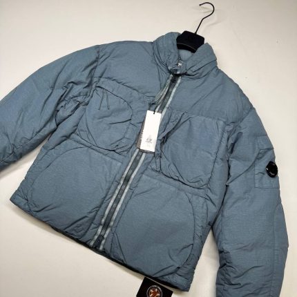 CP Company Flatt Nylon down jacket in Blue.
