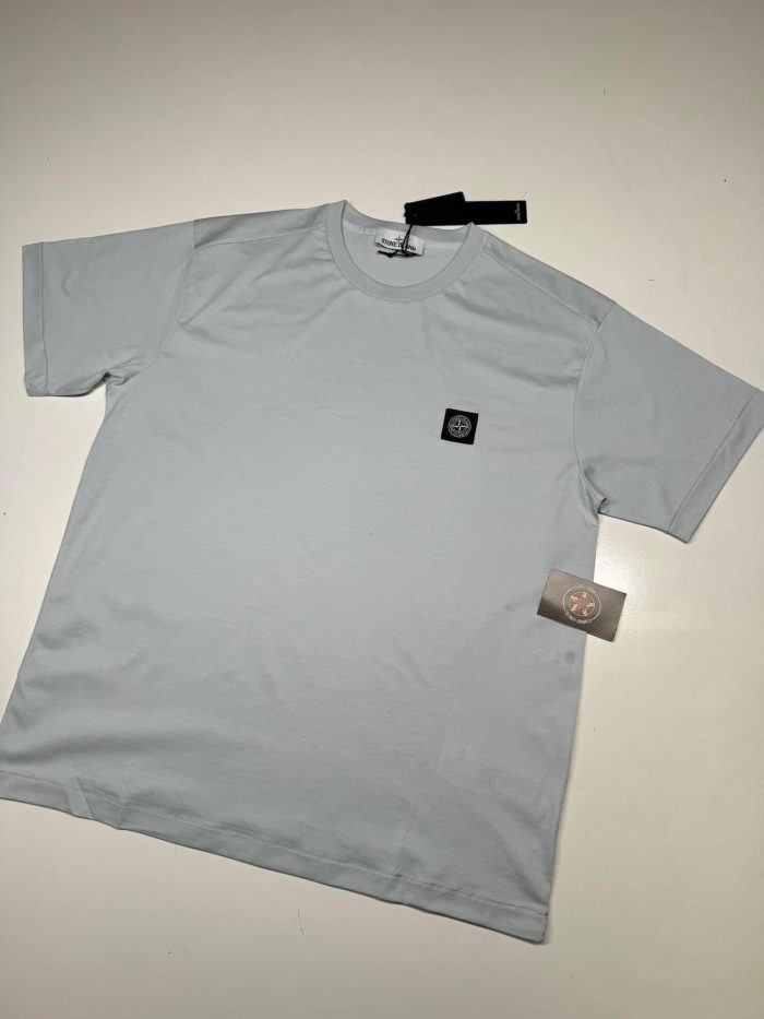 Stone Island 24113 Short sleeve T-Shirt mercerised cotton jersey  - sky blue - Image 4