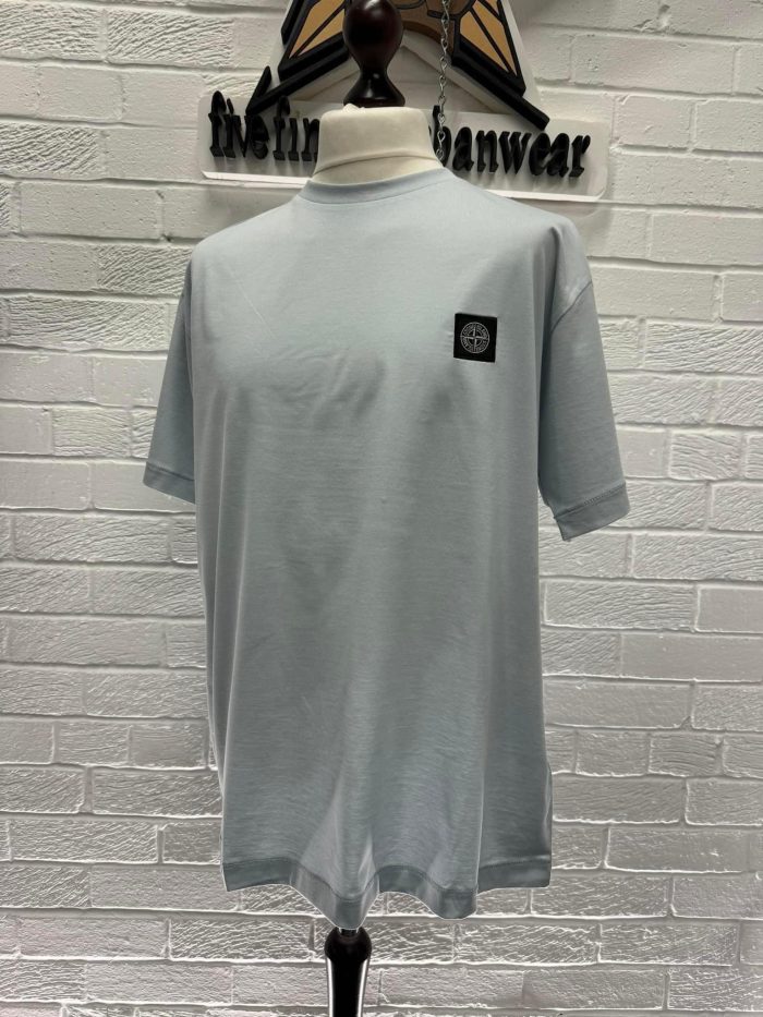 Stone Island 24113 Short sleeve T-Shirt mercerised cotton jersey  - sky blue - Image 7