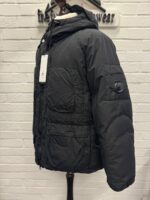 CP Company 252A Flatt Nylon Long down hooded jacket in Black - Image 8