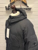 CP Company 252A Flatt Nylon Long down hooded jacket in Black - Image 10