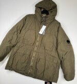 CP Company 252A Flatt Nylon Long down hooded jacket in Green