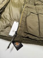 CP Company 252A Flatt Nylon Long down hooded jacket in Green - Image 3