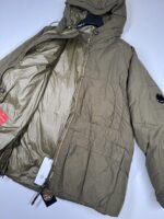 CP Company 252A Flatt Nylon Long down hooded jacket in Green - Image 5