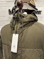 CP Company 252A Flatt Nylon Long down hooded jacket in Green - Image 7