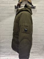 CP Company 252A Flatt Nylon Long down hooded jacket in Green - Image 11