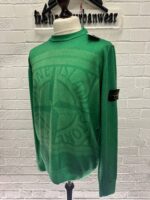 Stone Island 570A8 Pure Wool Fast Dye + HAND MADE AIRBRUSH + LASER PRINT: REVERSIBLE PULLOVER IN GREEN - Image 2