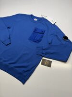 C.P COMPANY UNDERSIXTEEN CREWNECK LIGHT FLEECE MIXED SWEATSHIRT- DK BLUEAge 14 / p2p 19.5” - Image 4