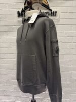CP COMPANY COTTON DIAGONAL FLEECE HOODED SWEATSHIRT IN GREY.Large / p2p 23” - Image 6