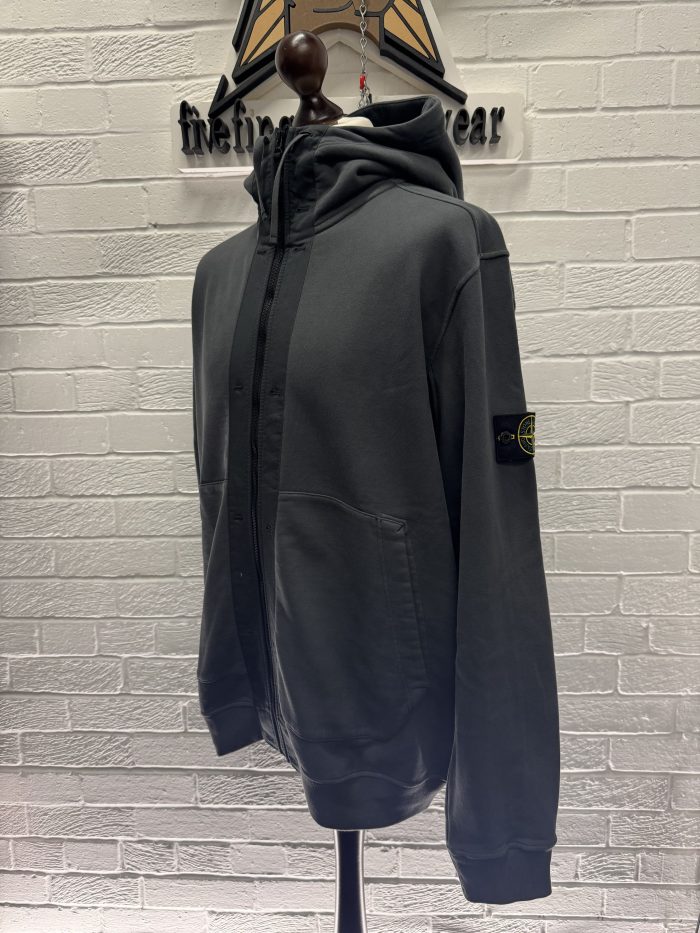 Stone Island 60477 Full-zipper hooded sweatshirt in brushed cotton fleece - Grey -XXL / 26.5” P2P - Image 6