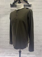 CP Company Henley brushed jersey Longsleeve T-shirt in Green 

Large / 21.5” p2p - Image 3