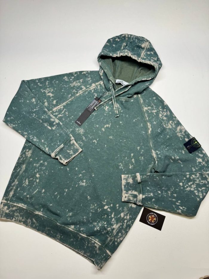 STONE ISLAND 61338 COTTON FLEECE + OFF-DYE OVD TREATMENT HOODED SWEATSHIRT. 

Size. Large 23.5”” p2p - Image 6