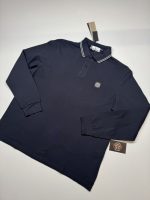 STONE ISLAND 2SL18 STRETCH ORGANIC COTTON PIQUÉ Slim Fit Long Sleeve Polo Shirt in Navy