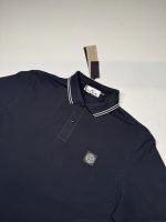 STONE ISLAND 2SL18 STRETCH ORGANIC COTTON PIQUÉ Slim Fit Long Sleeve Polo Shirt in Navy - Image 2