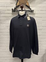 STONE ISLAND 2SL18 STRETCH ORGANIC COTTON PIQUÉ Slim Fit Long Sleeve Polo Shirt in Navy - Image 3