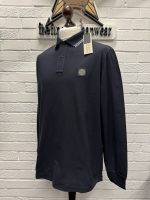 STONE ISLAND 2SL18 STRETCH ORGANIC COTTON PIQUÉ Slim Fit Long Sleeve Polo Shirt in Navy - Image 5