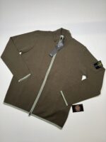 Stone Island 503A1 Cardigan knit in stretch wool. Reverse stockinette stitch- DK Green.