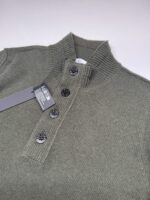 STONE ISLAND 540A3 Lambswool Half Zip Sweater with Buttons in Green - XL / P2P 23” - Image 2
